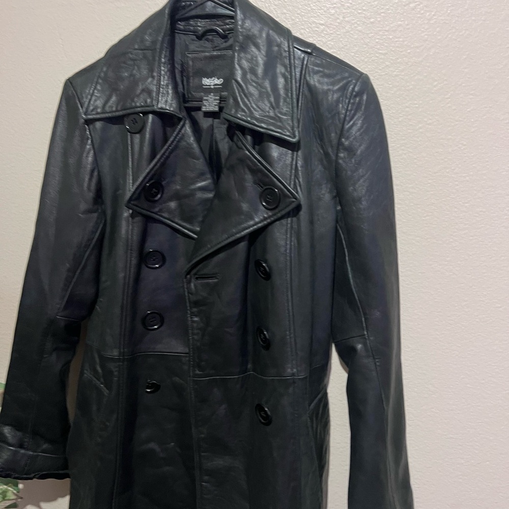 Women’s Black Leather Trench Coat